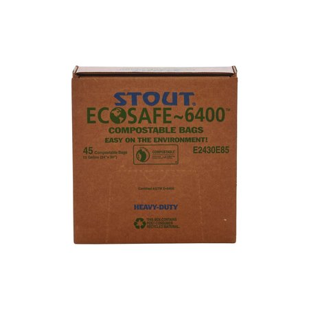 Stout By Envision 13 gal Trash Bags, Green, 45 PK E2430E85